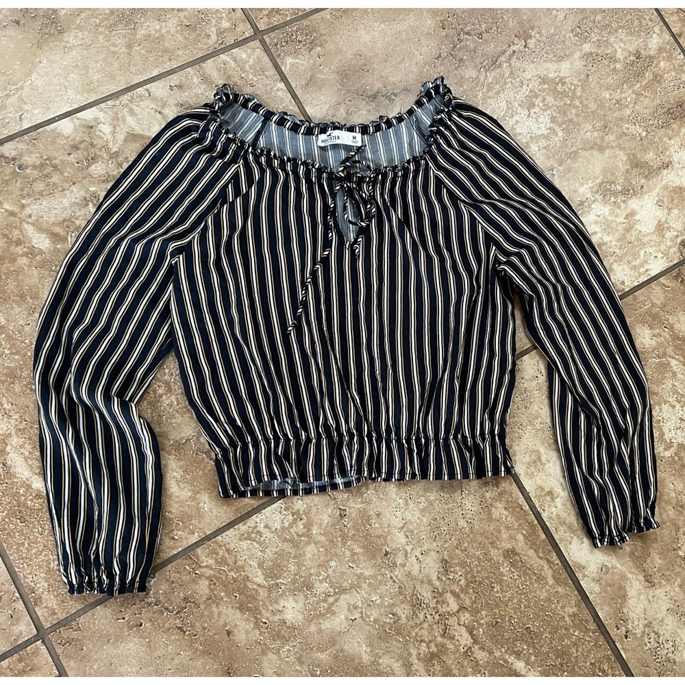 Hollister striped blouse top cropped
